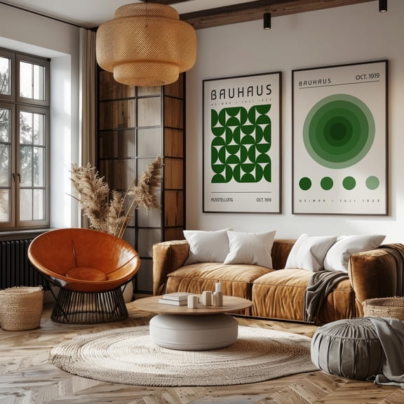 Bauhaus Print Set: Midcentury Modern Gallery Wall Home Decor Office Wall Art Set 2 Set 2