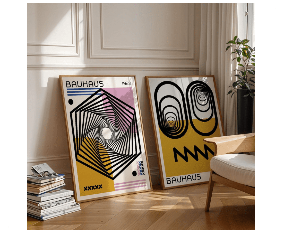 Bauhaus Retro Abstract Poster Set, Colorful Gallery Art Home Decor ...