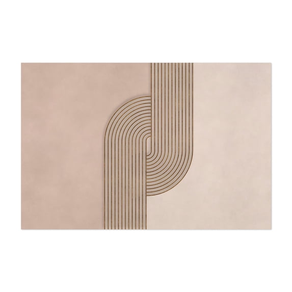 Bauhaus Twist Mid Century Modern Art Beige - Painting Unframed Wall Art Print 5 x 7 inches