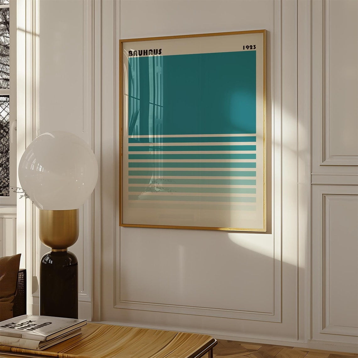Bauhaus Wall Art Minimalist Teal Poster Abstract Geometric Print Modern ...