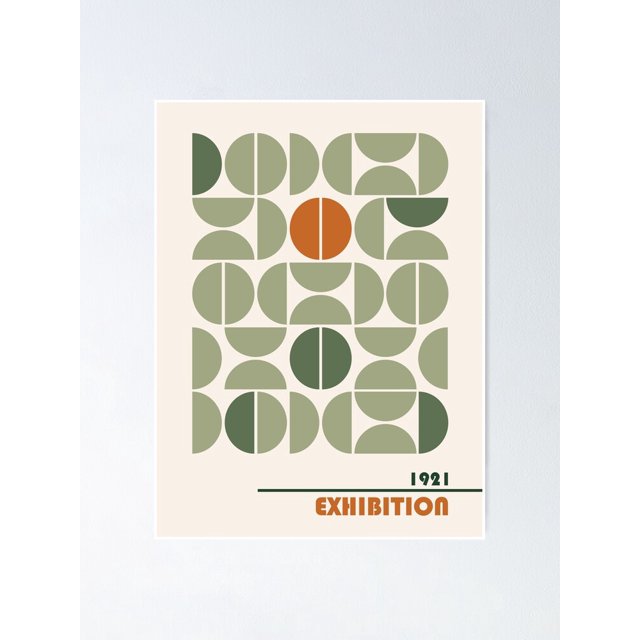 Bauhaus poster, Sage green, Retro print, Exhibition poster, Geometric