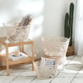 thumbnail image 1 of Baum 21A514 Macrame Oval Cotton Rope Storage Bins with Ear Handles & Wood Base, White - Set of 3, 1 of 4
