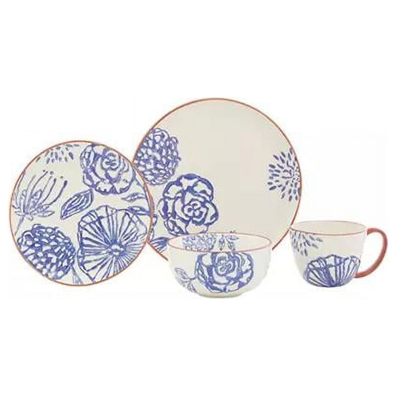Baum BEG016G Blue Garden Floral Dinnerware Set - 16 Piece