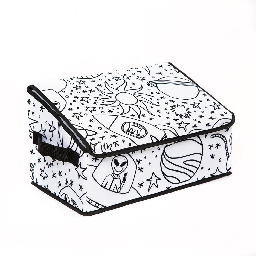 Baum 21A352SE Kids Coloring Angled Storage Bin with Lid, Space Print ...
