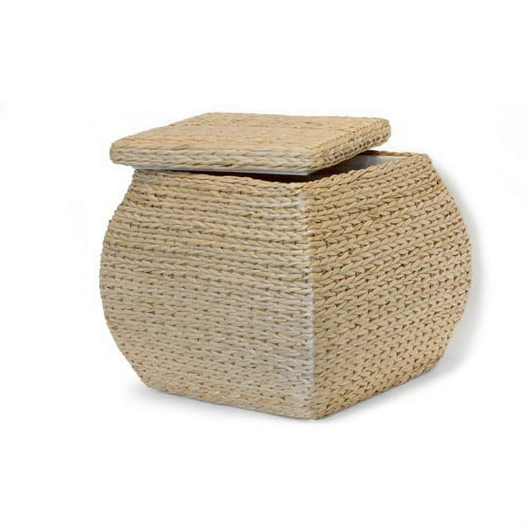 Woven storage outlet ottoman natural