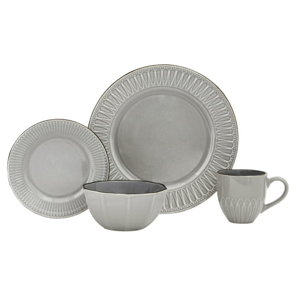 Baum WREN16G Alix Dinnerware Set, Grey - 16 Piece