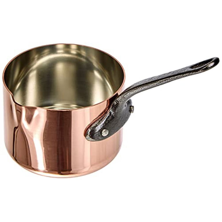 Baumalu Solid Copper Sauce Maker (11cm) - Tin Lined, Cast Iron Handle For Perfect Sauces