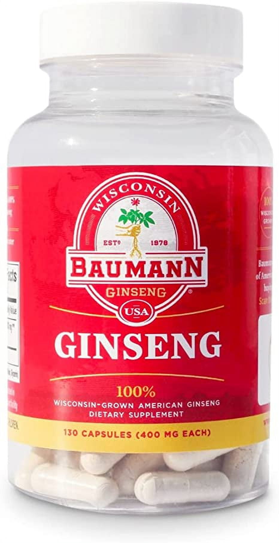 Baumann Ginseng Capsules American Wisconsin Ginseng Capsules 130 Pills