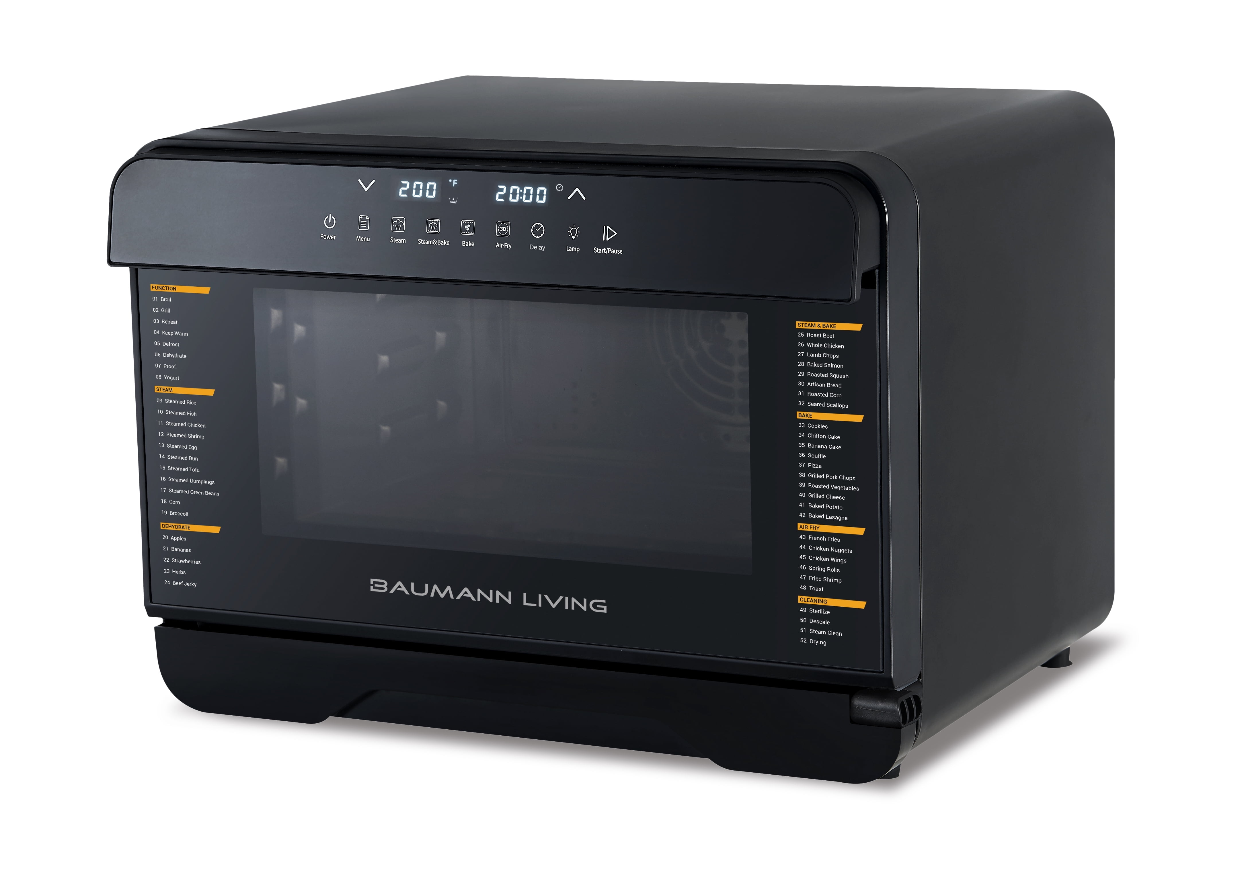 Black Multifunction Air Fryer Steam Oven with Touch Control
