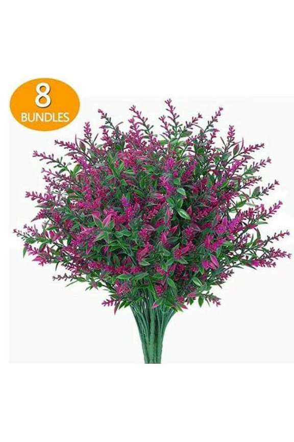 8 Bundles Artificial Flowers Plastic Fake Outdoor Plants Faux Uv Resistant Home Garden Decor