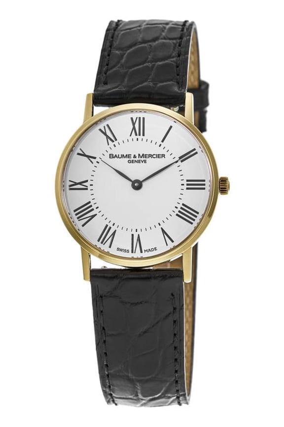 Classima Executives Quartz 18kt Yellow Gold Case Leather Strap Women's Watch 8070