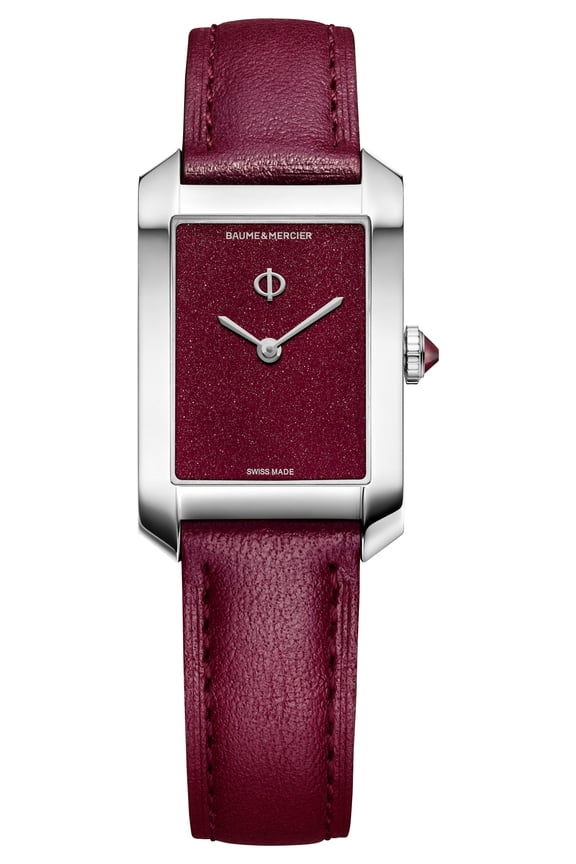 Hampton Stainless Steel Burgundy Dial Burgundy Leather Strap Quartz Womens Watch M0A10673