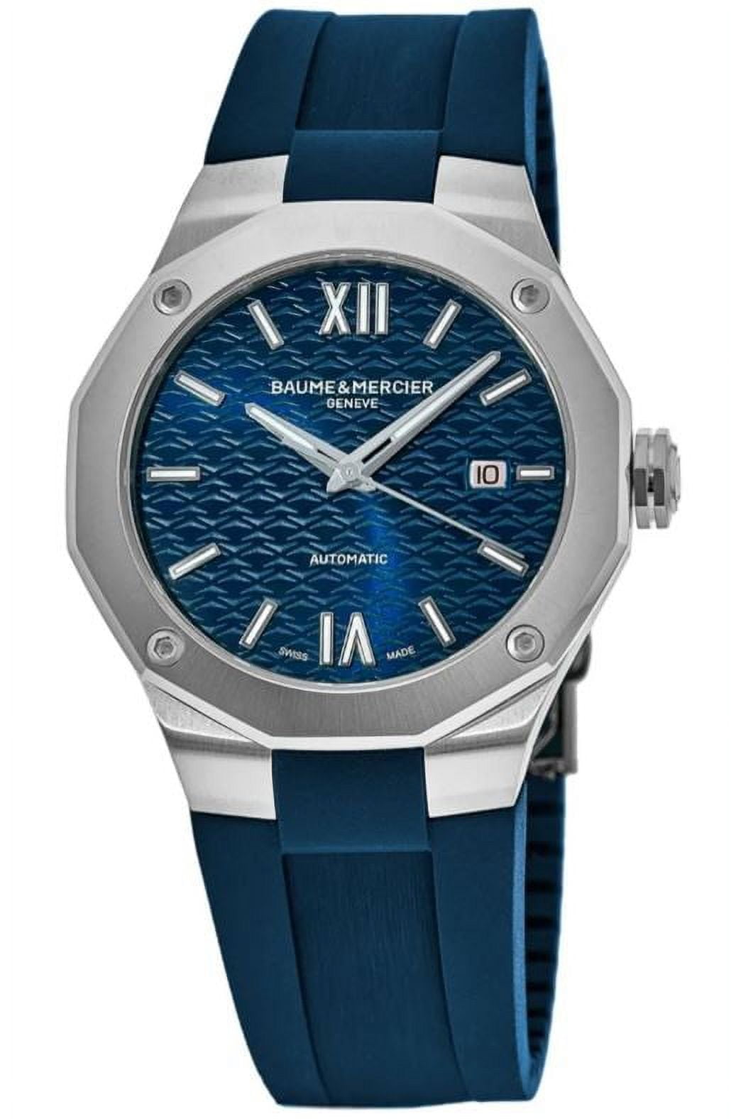Baume & Mercier Riviera Automatic Blue Dial Rubber Strap Men's Watch 10619