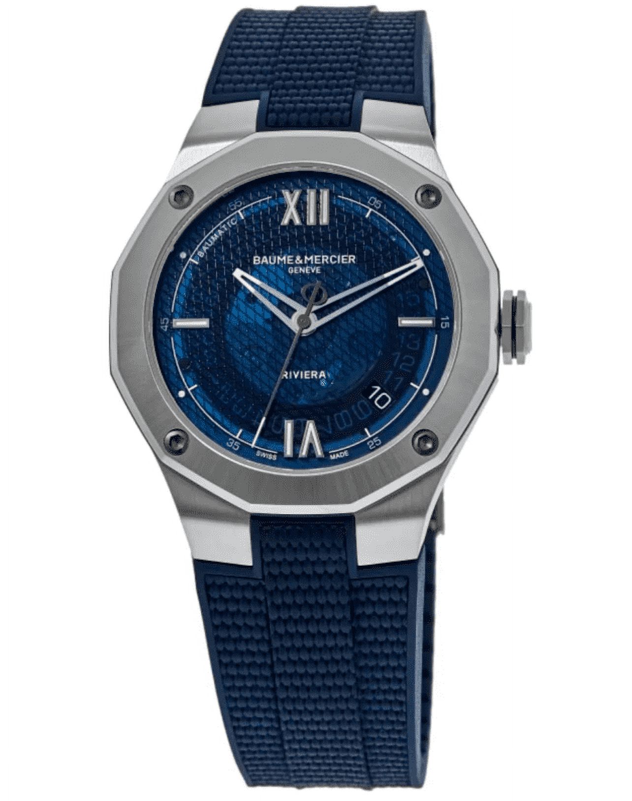 Baume & Mercier Riviera Automatic Blue Dial Rubber Strap Men's Watch 10701