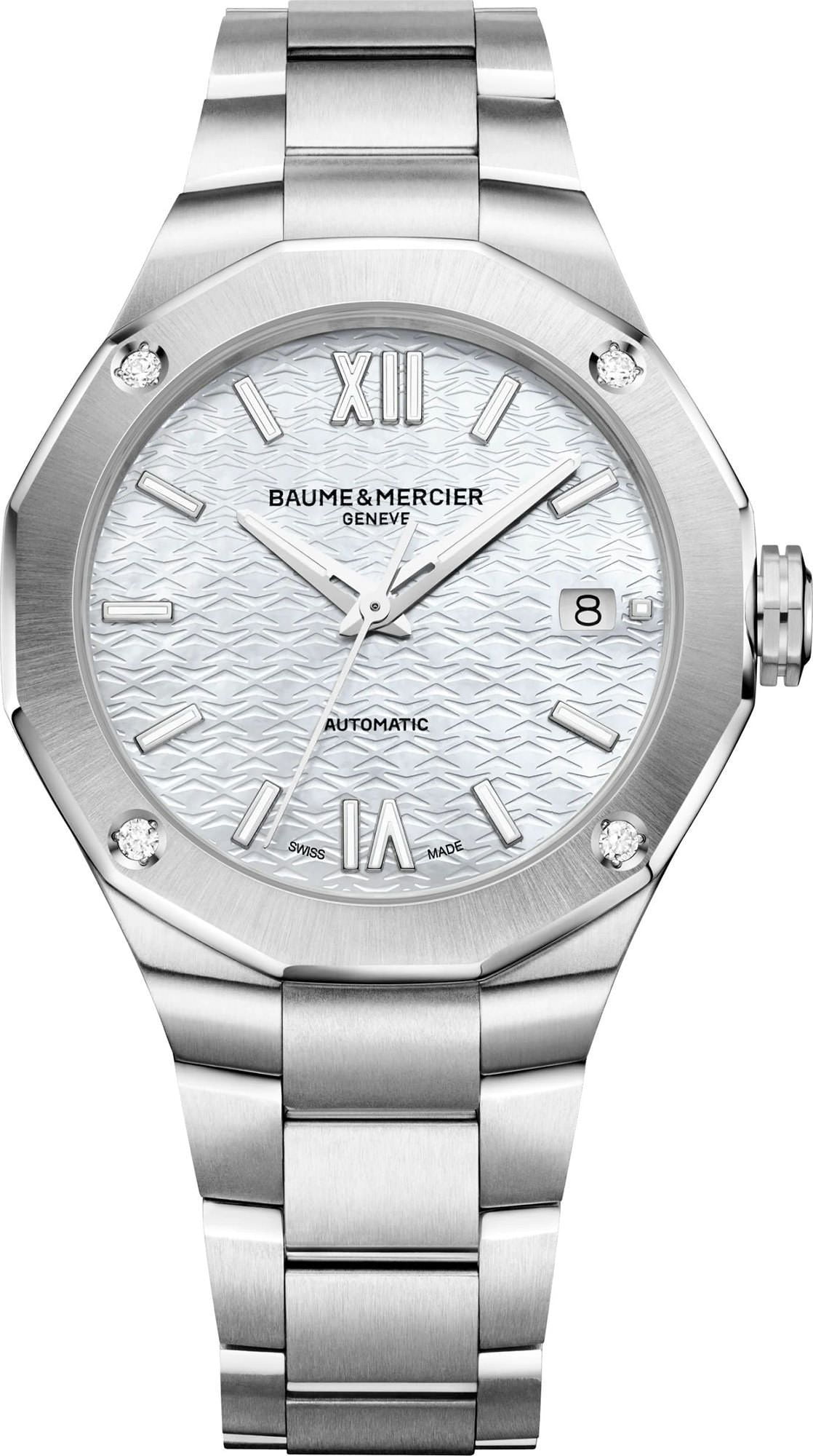 Baume & Mercier Riviera Automatic Mother of Pearl Dial Diamond Bezel Steel Women's Watch 10663