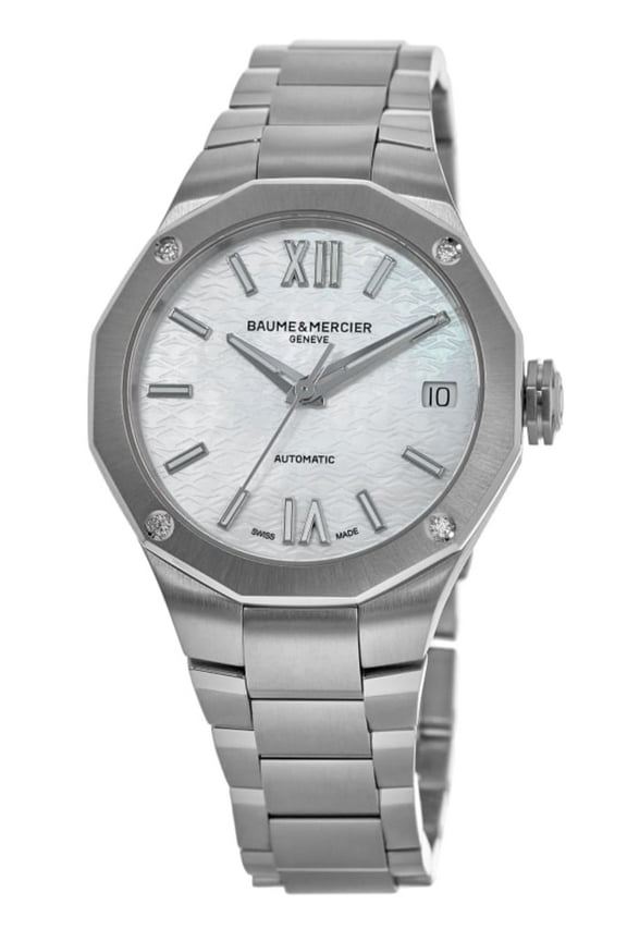 Riviera Automatic Mother of Pearl Dial Diamond Bezel Steel Women's Watch 10676