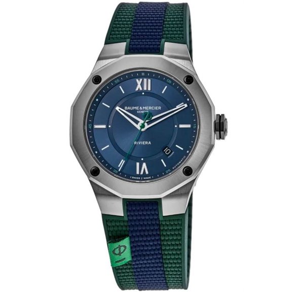 Baume & Mercier Riviera Blue Dial Rubber Strap Men's Watch 10688