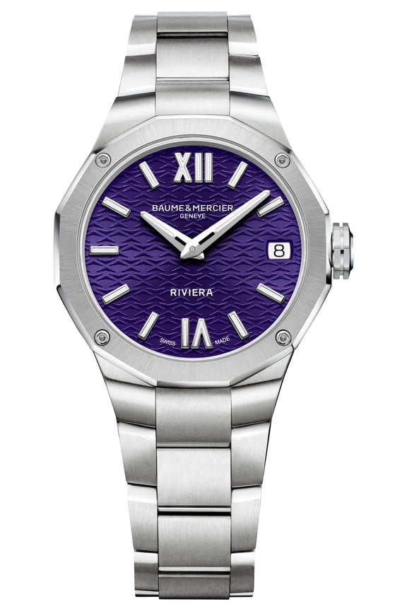 Riviera Stainless Steel Purple Dial Date Quartz Womens Watch M0A10728