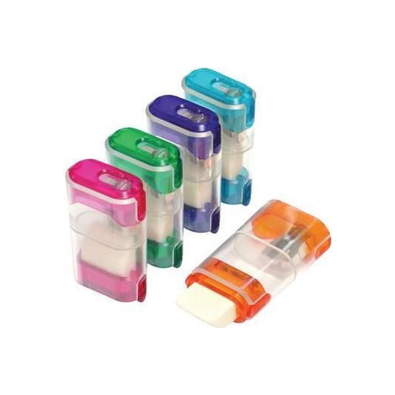 Baumgartens, BAU19550, Single-Hole Trap Door Pencil Sharpener with Eraser, 1 Each, Assorted
