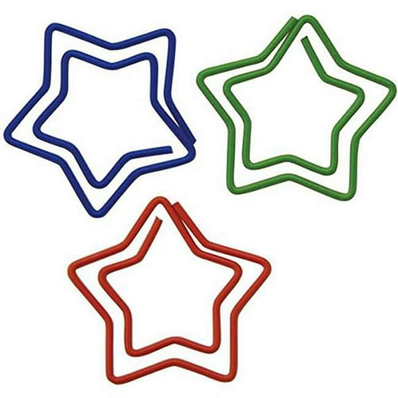 Baumgartens 24330 Star Vinyl Coated Paper Clips, Assorted Color - 20 Per Pack & Pack of 6