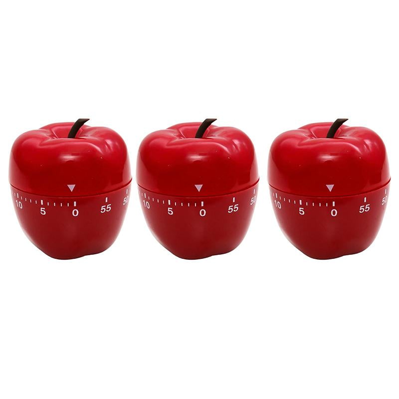 Red Apple-Shaped All-Purpose Timer Pack of 3
