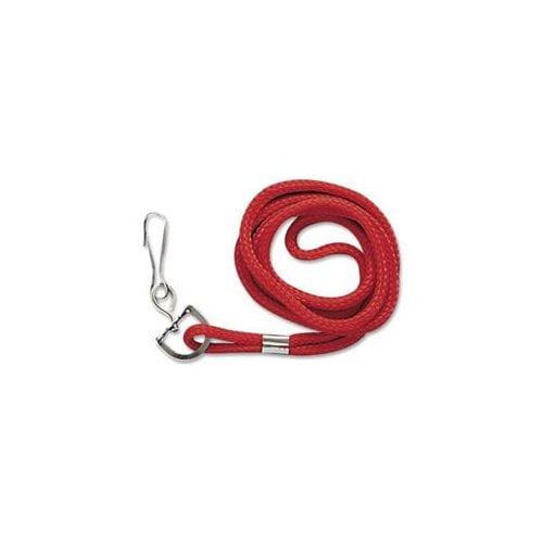 Baumgartens Standard Lanyard, With Hook, 36" L, Nylon, Red 68902