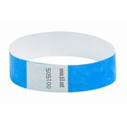 SICURIX Sequentially Numbered Security Wristbands, 3/4, Blue, Pack of 100