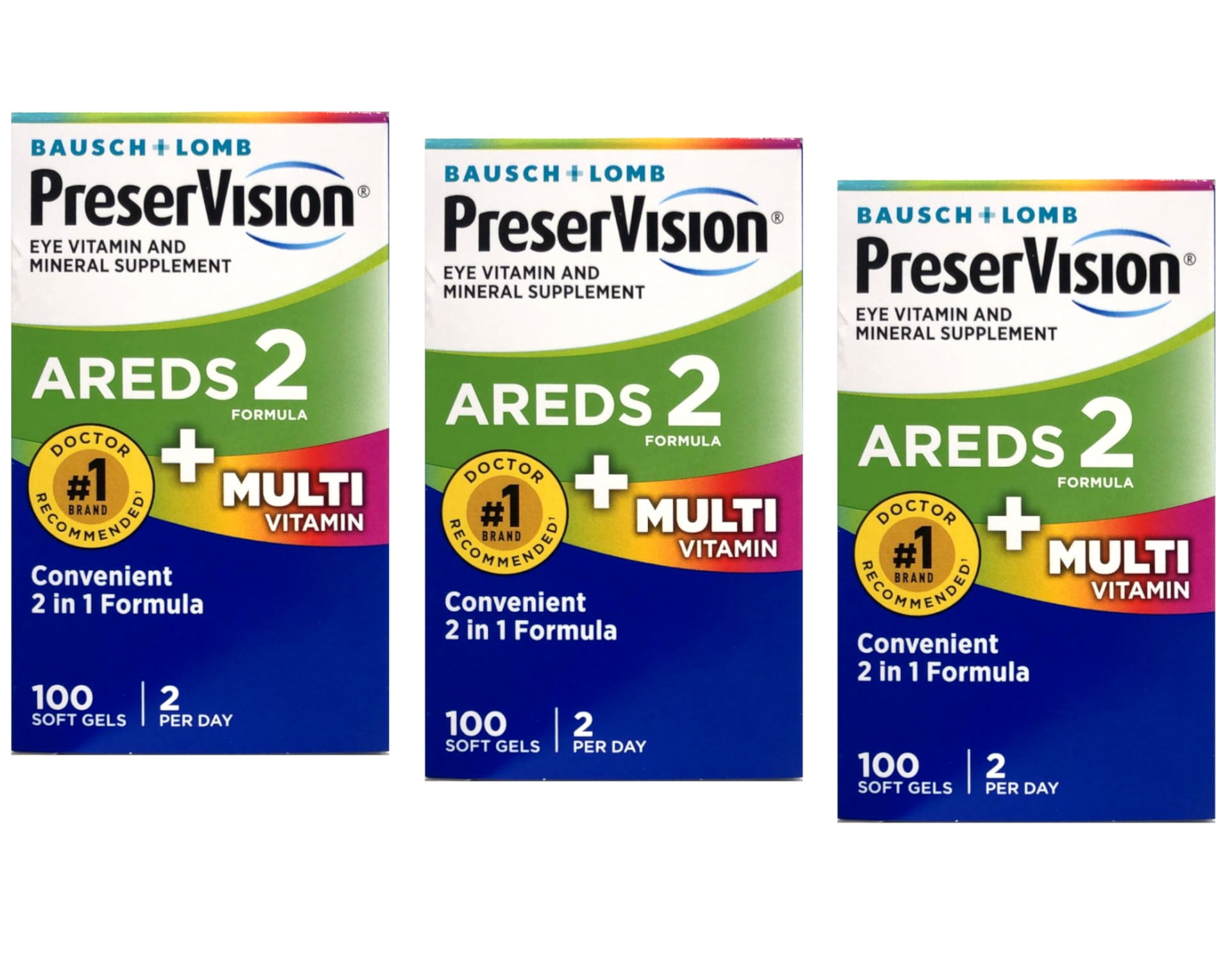 أحبار باوش أند لومب 2 فورمولا بلس جل متعدد الفيتامينات للعيون الناعمة ، 100 إيا ، 3 Pack