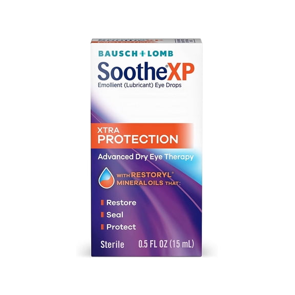 Bausch And Lomb Soothe Emollient Lubricant Eye Drops, Xtra Protection - 0.5 Oz