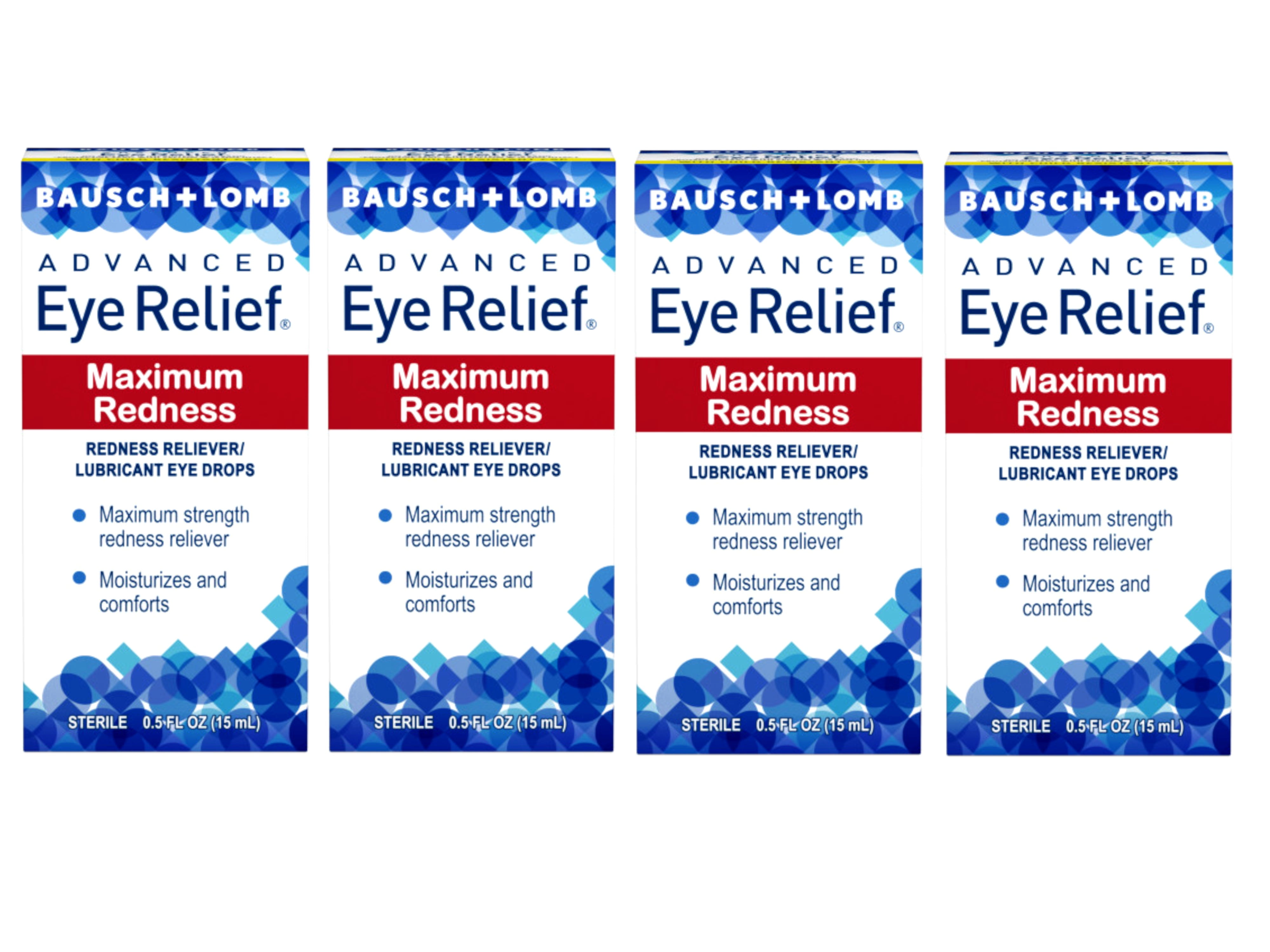 Bausch & Lomb Advanced Eye Relief Redness Maximum Relief Eye Drops, 0.50 oz (Pack of 4)