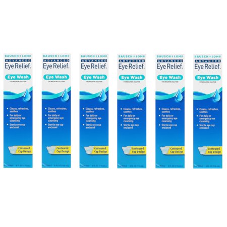 Bausch & Lomb Advanced Irrigating Solution Eye Relief Eye Wash, 4 fl oz, - 6 Pack
