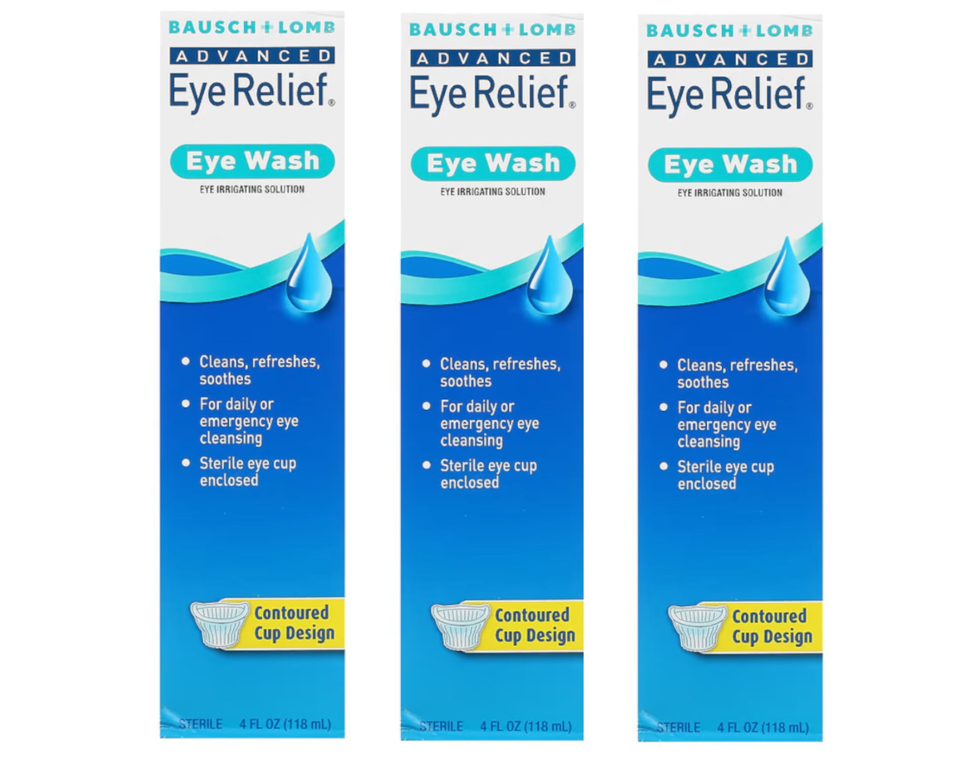 Bausch & Lomb Advanced Irrigating Solution Eye Relief Eye Wash, 4oz, 3