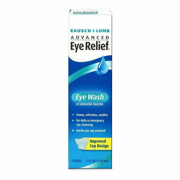 Advanced Eye Relief Eye Wash from Bausch & Lomb, Eye Irrigating Solution, 4 Fl Oz (118 mL), 6-Pack