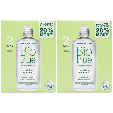 Bausch & Lomb Biotrue Multi-Purpose Contact Lens Solution, 12 oz, 2 Pack, with Lens Case 2 Pack