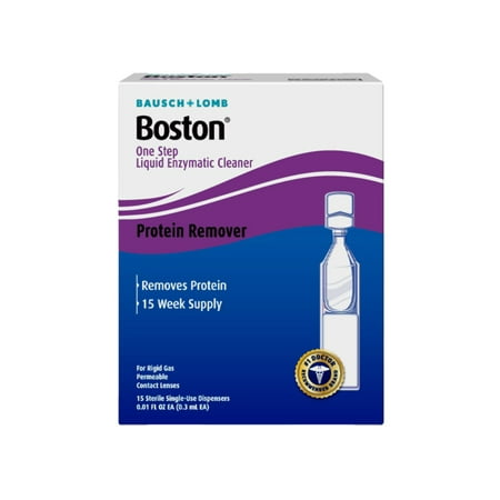 Boston One Step Liquid Enzymatic Cleaner – from Bausch + Lomb, 15 Sterile Single-Use Dispensers