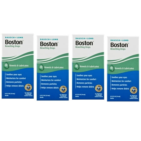 Boston® Rewetting Drops for Rigid Gas Permeable Contact Lenses - from Bausch + Lomb, 0.34 fl oz (10 mL) - Pack of 4