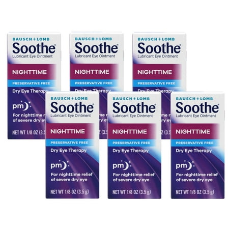 Bausch & Lomb Lubricant Eye Ointment Nighttime Dry Eye Therapy, 1/8 oz, 6 Pk