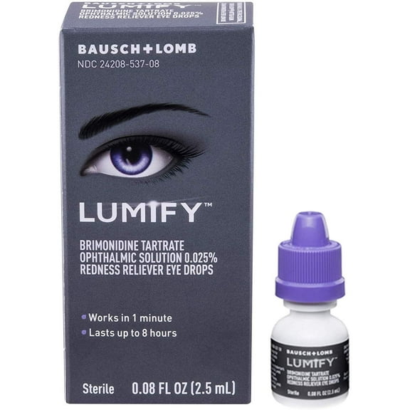 Bausch + Lomb Lumify Redness Reliever Sterile Eye Drops, 0.08oz, 2-Pack