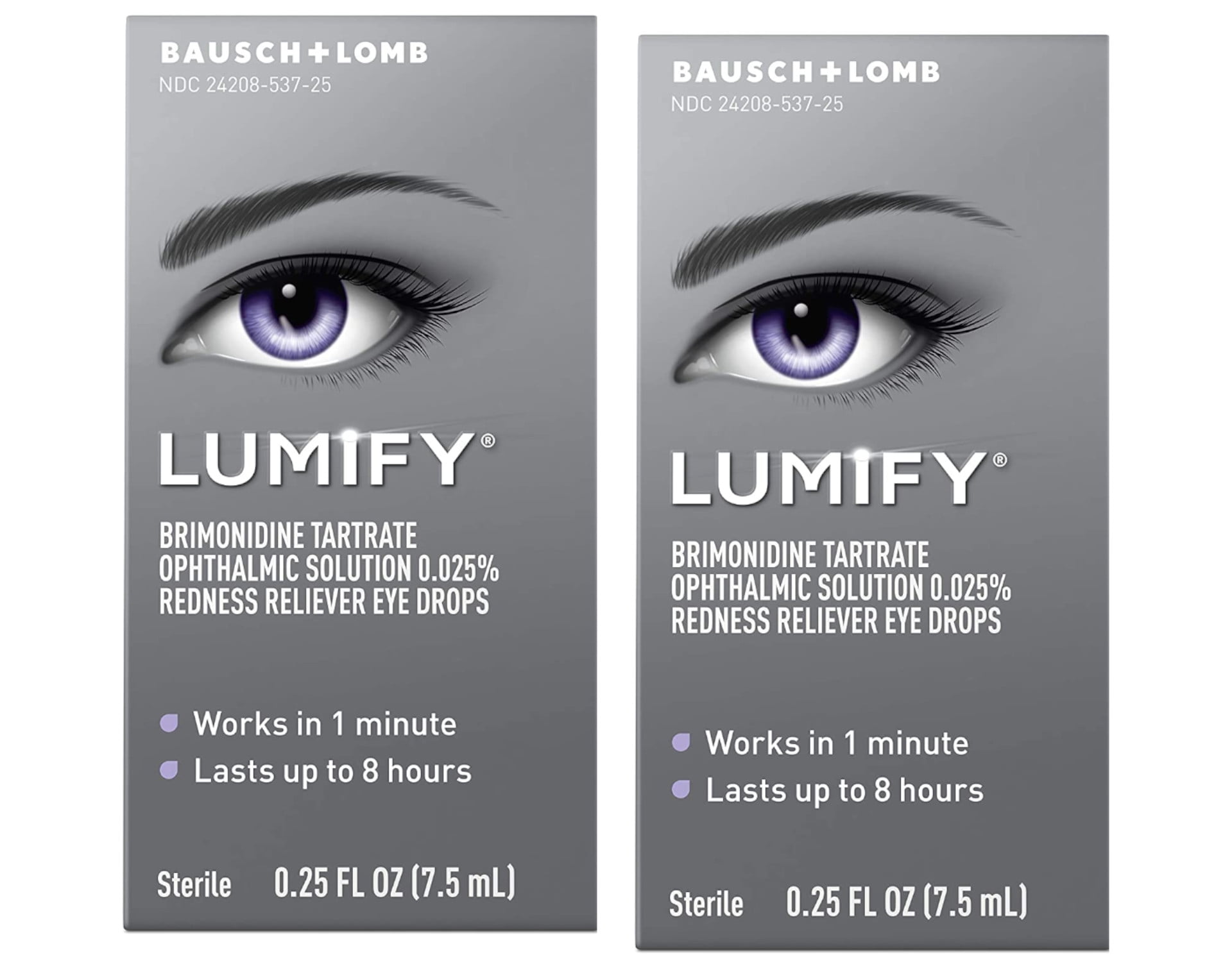 Bausch + Lomb Lumify Redness Reliever Sterile Eye Drops, 0.25 oz, 2