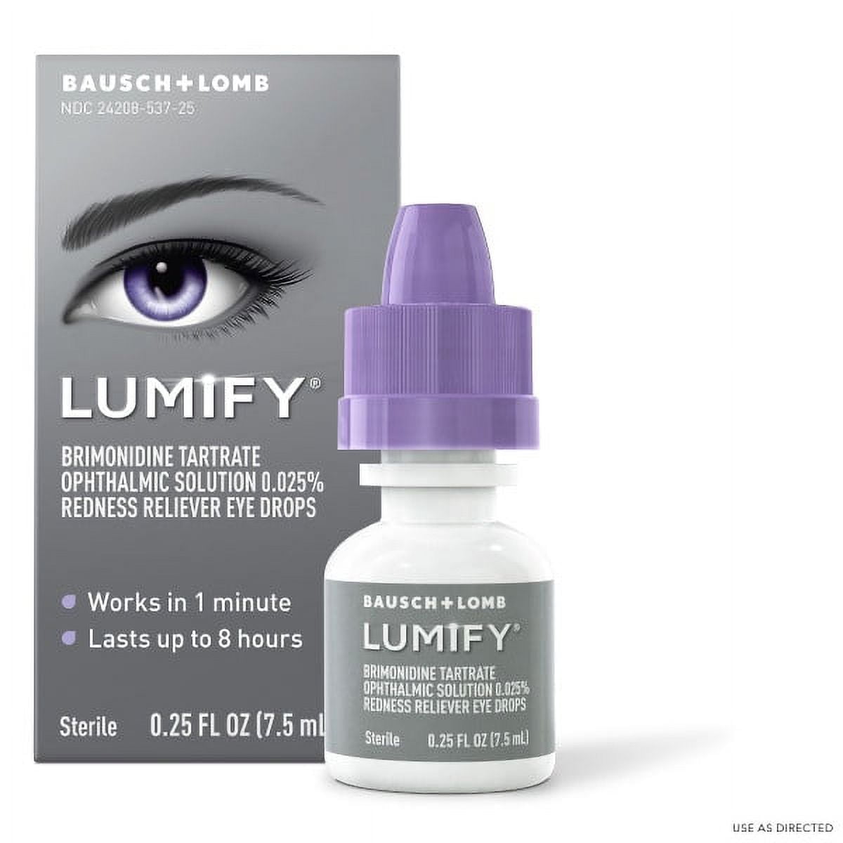 Bausch  Lomb Lumify Redness Reliever Sterile Eye Drops, 0.25 oz, 2-Pack