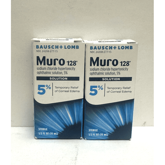 Bausch + Lomb Muro 128 Sodium Chloride Hypertonicity Ophthalmic Solution, 5% 15 ml - 2 Pack