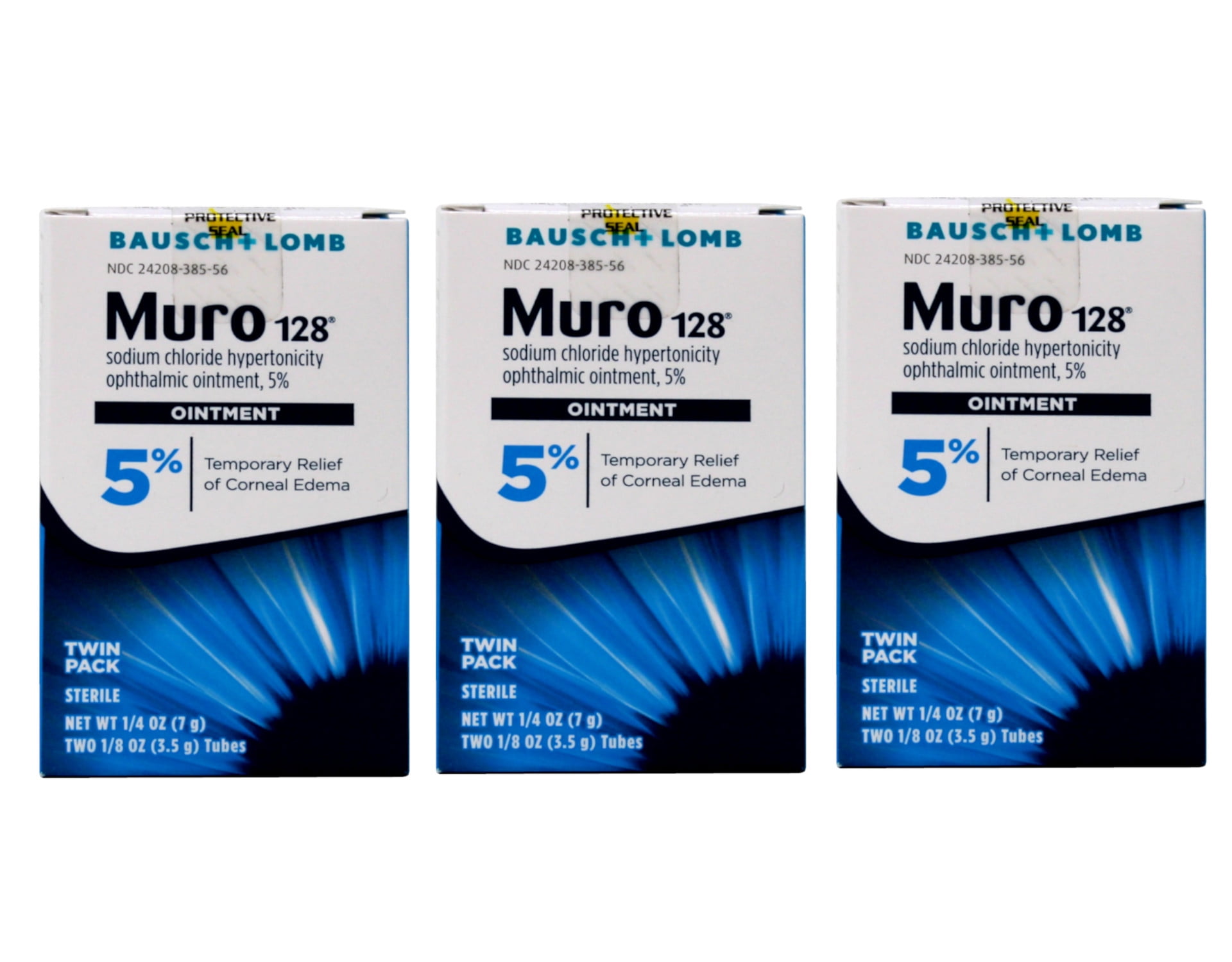 Bausch & Lomb Muro 128 Sodium Chloride Ointment 5% Twin Pack 1/8 Oz Each (Pack of 3)