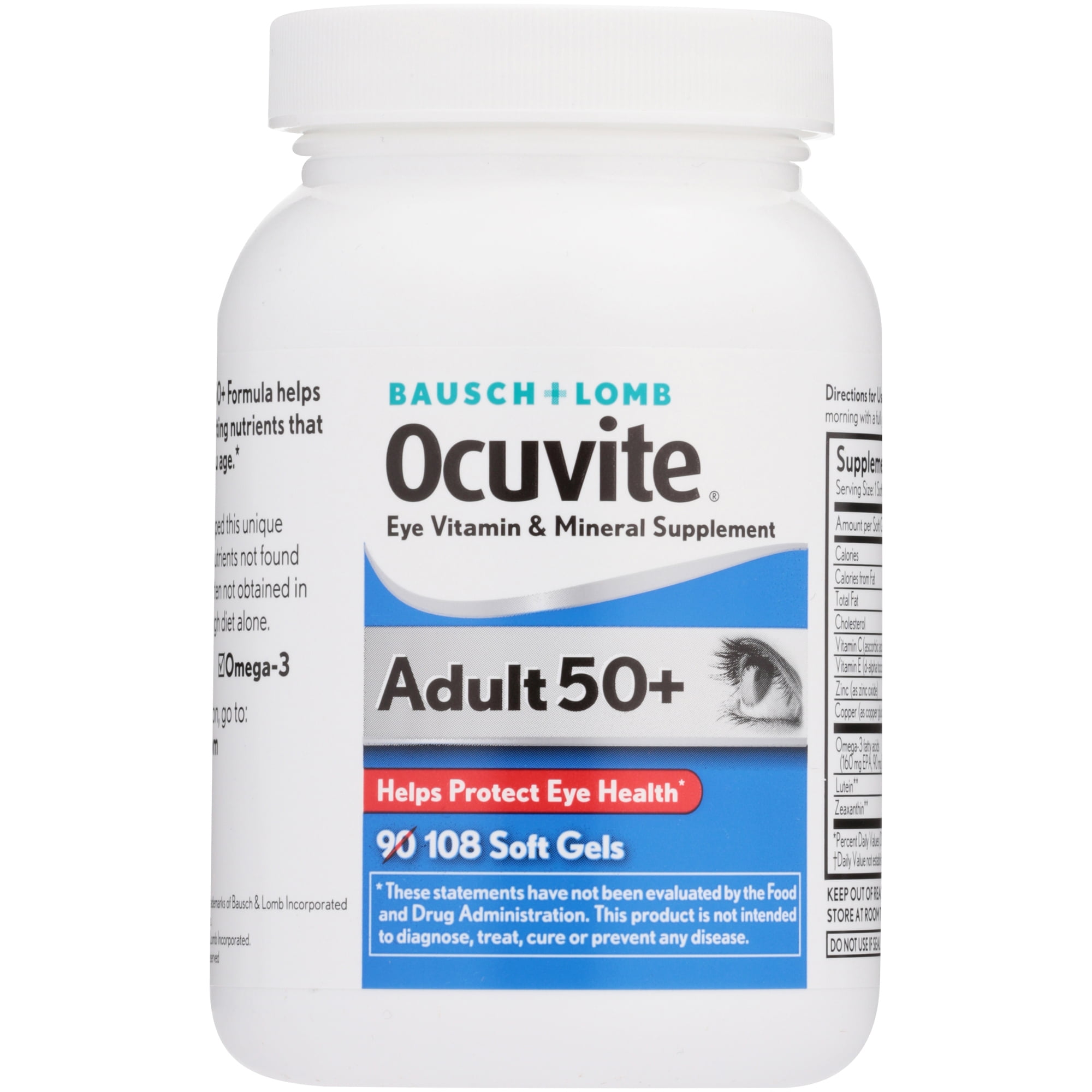 Bausch + Lomb Ocuvite® Adult 50+ Eye Vitamin and Mineral Supplement Soft Gels 108 ct Box