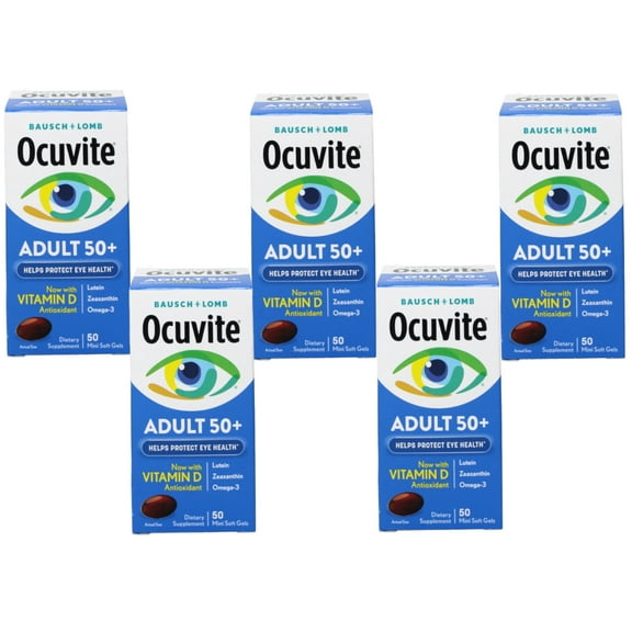 Bausch + Lomb Ocuvite Adult 50+ Omega 3 & Lutein, Protect Eye, 50 ct - 5 Pack