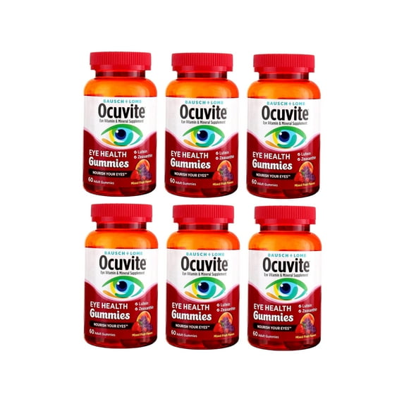 Bausch & Lomb Ocuvite Eye Health Gummies, Mixed Fruit Flavors 60 ea (Pack of 6)