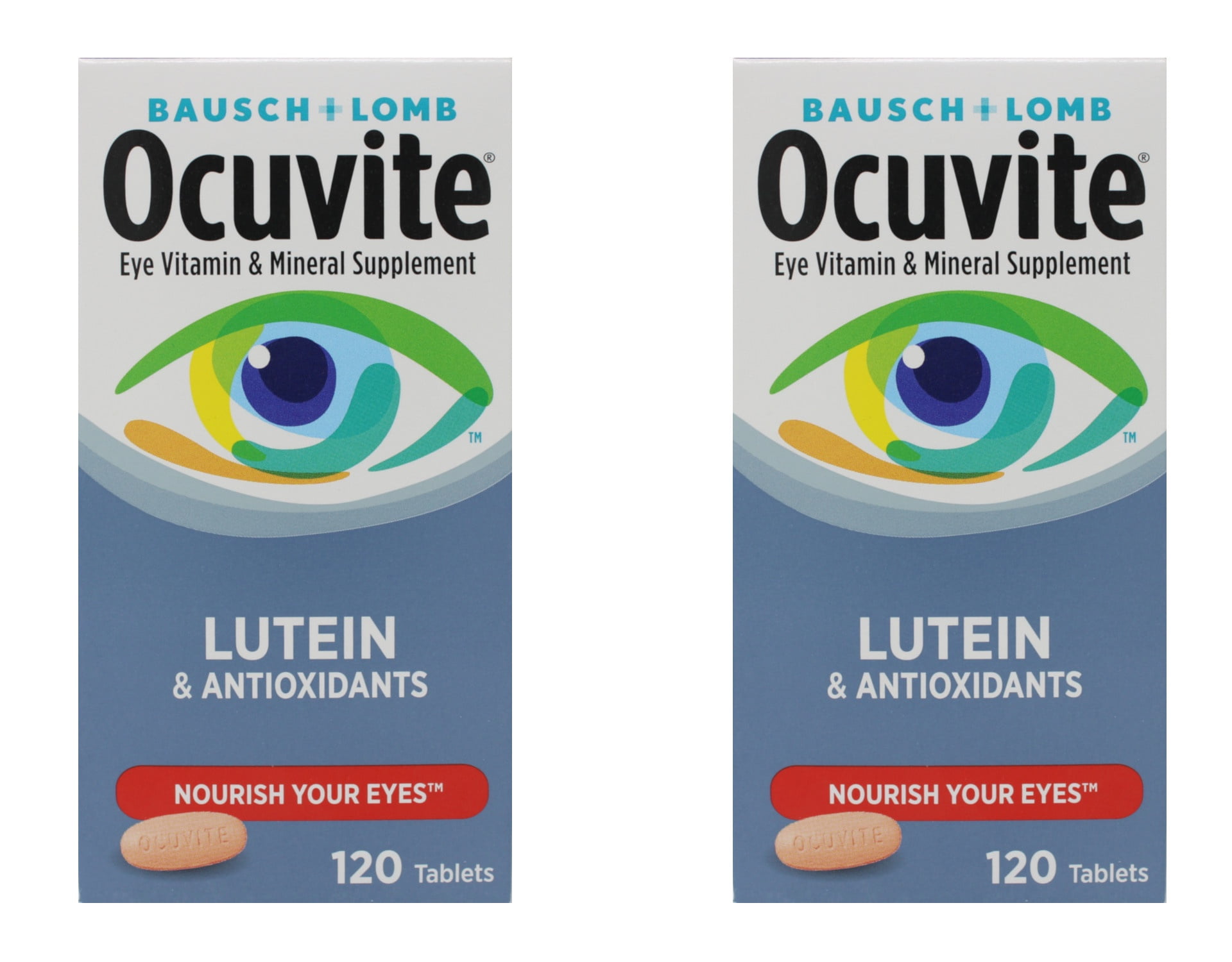(2 pack) Ocuvite Eye Vitamins and Mineral Supplement With Lutein and Antioxidants for Eye Health, 120 Tablets