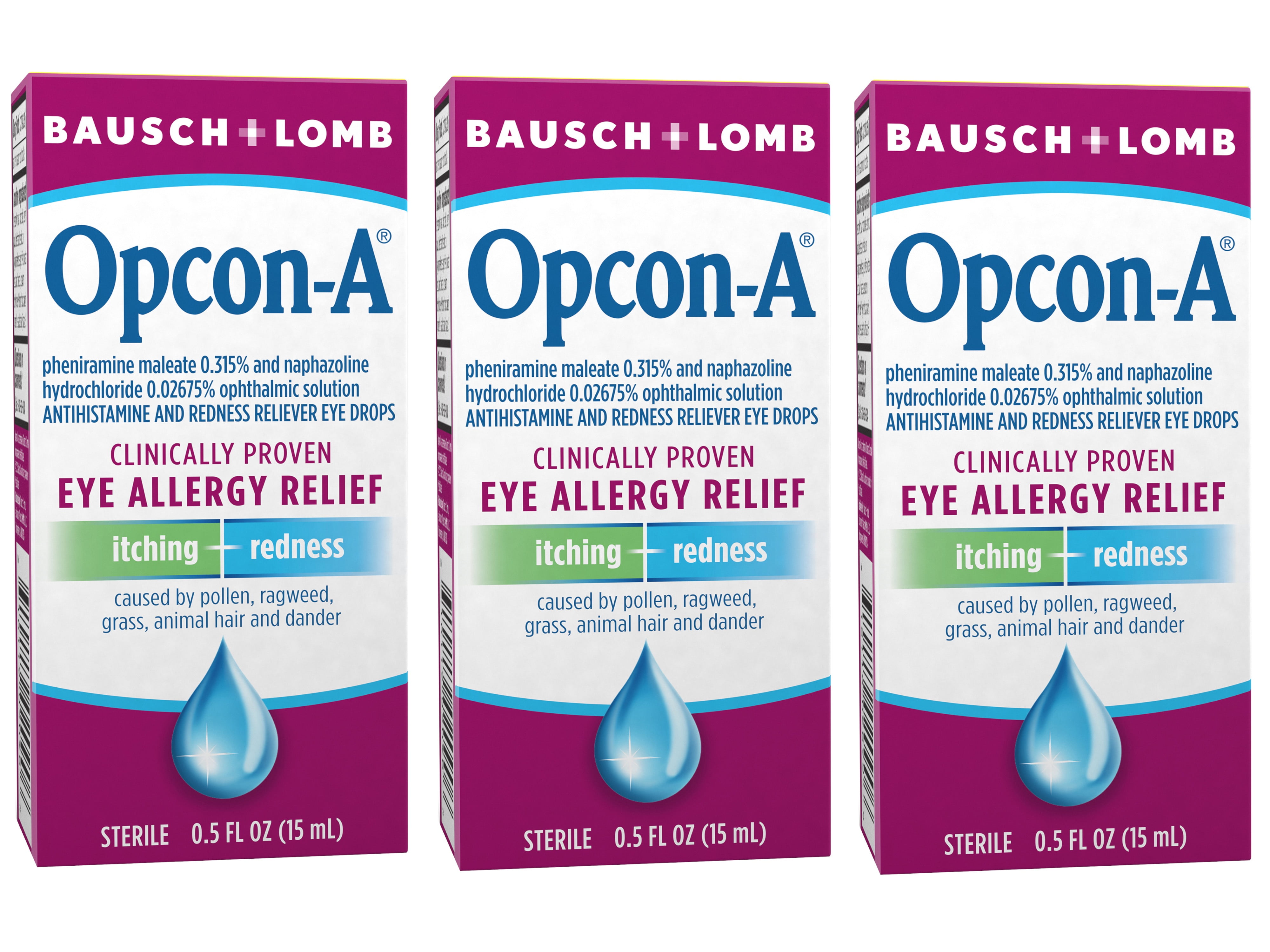 BAUSCH + LOMB Bausch & Lomb Opcon-A Eye Drops 0.50 oz (Pack of 3)