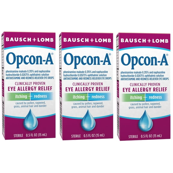 Bausch & Lomb Opcon-A Eye Drops 0.50 oz (Pack of 3)