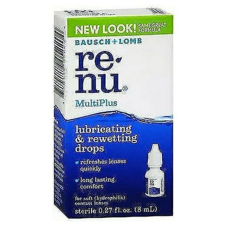 (5 Pack) renu MultiPlus Lubricating & Rewetting Drops –From Bausch + Lomb –8 mL (0.27 fl. oz.)