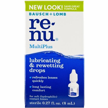 Bausch & Lomb Renu Multi-Plus Lubracating & Rewetting Drops, 0.27oz, 4-Pack